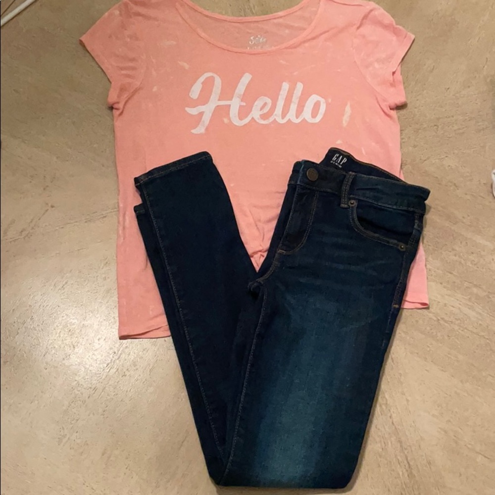 Gap size 8 regular, stretch super skinny.